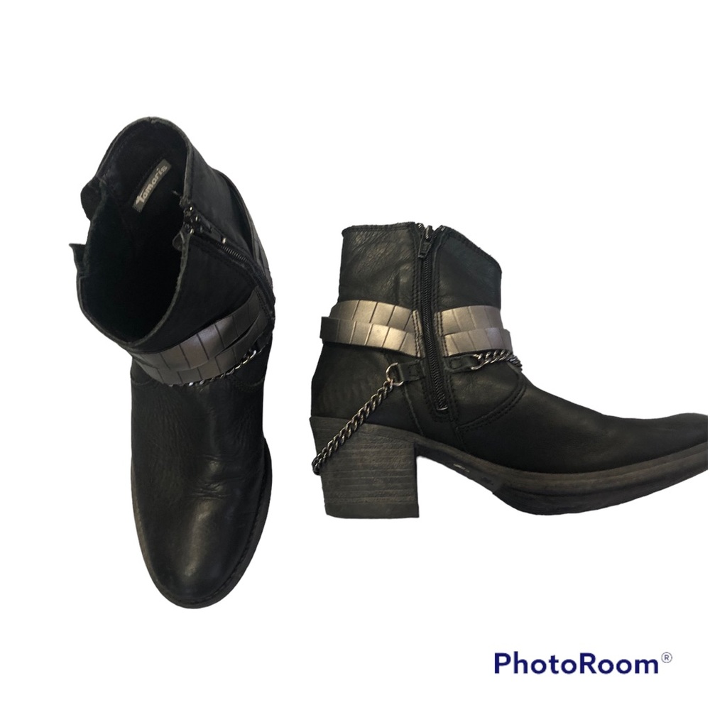 Tomaris Black‎ Leather Booties Sz. 38